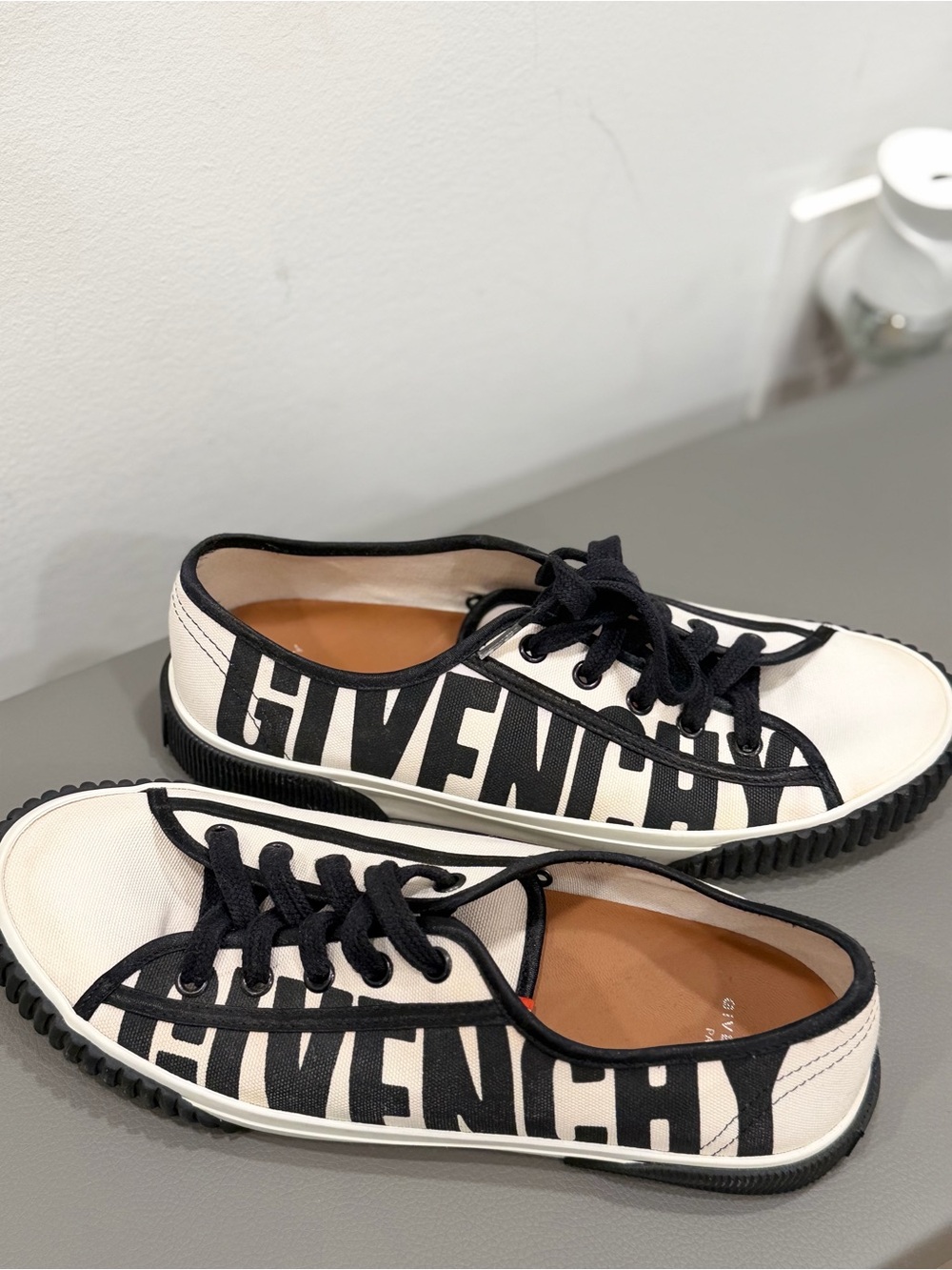 Givenchy Black & White Logo Canvas Low-Top Sneakers